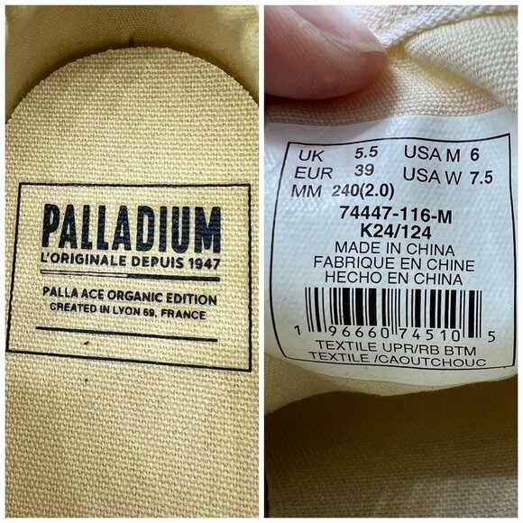 Palladium Palla Ace Organic White Canvas Sneakers Women’s 7.5 - Picture 3 of 8